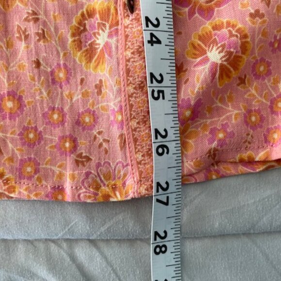 Spell Sundown Short Sleeve Blouse Apricot Floral Medium Orange Pink NWT $149 - Picture 8 of 15